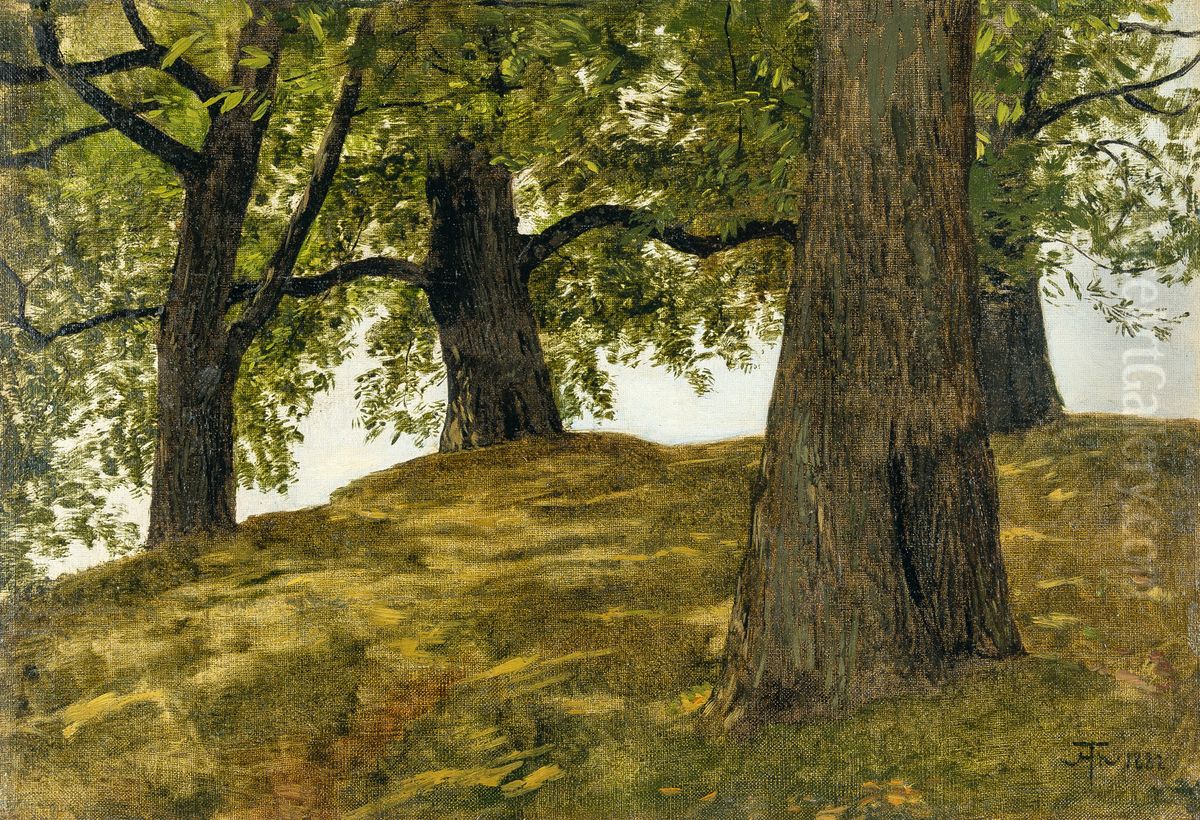 Chestnut grove in morning light Oil Painting by Hans Thoma