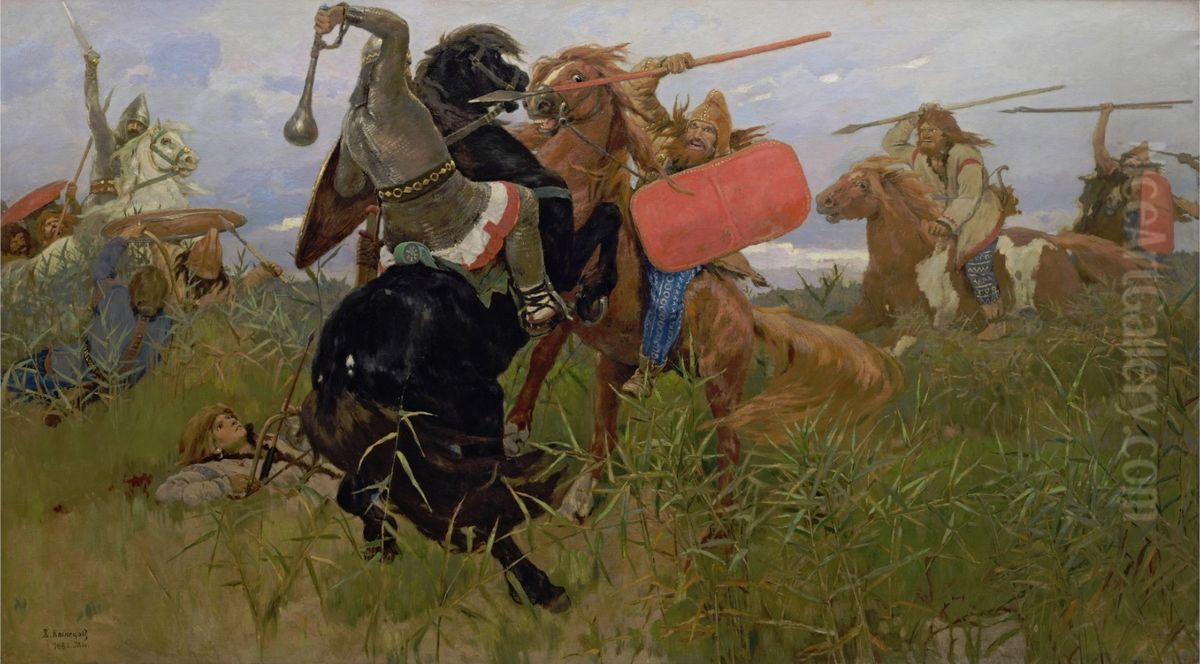 Viktor Vasnetsov.Battle between the Scythians and the Slavs(1881). Oil Painting by Viktor Vasnetsov