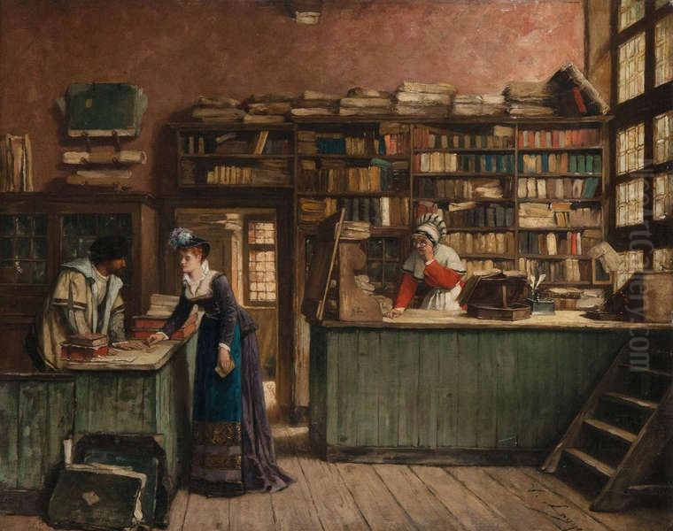 Visiting the lawyer Oil Painting by Victor Lagye