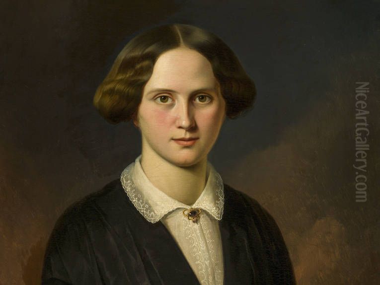 Brustbild der Auguste Brande, geborene Kuhn Oil Painting by Edmund Koken