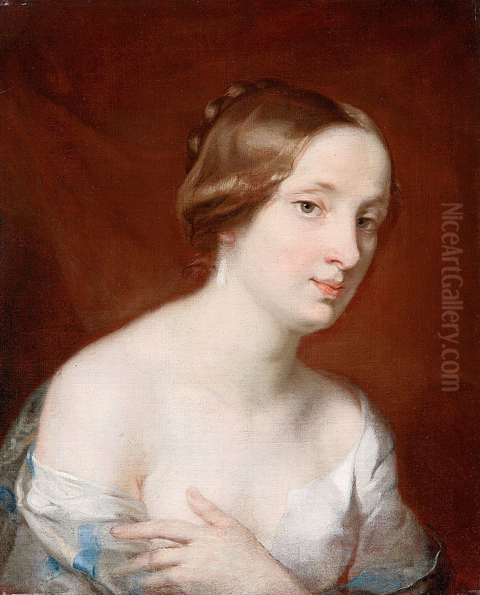 Portret Ludwiki z Glowackich Gropplerowej (ok. 1834-1907) Oil Painting by Rafal Hadziewicz