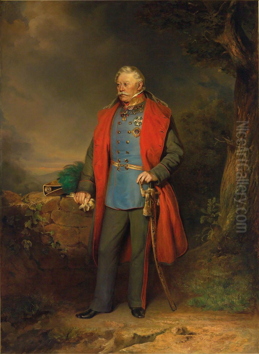 Field Marshal Count Johann Joseph Wenzel Radetzky of Radetz, full-length portrait Oil Painting by Georg Decker