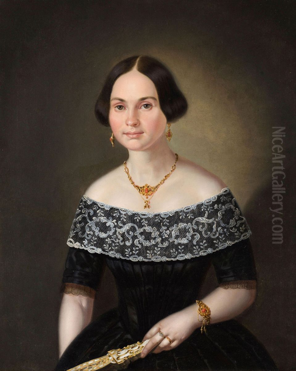 Portret kobiety (pani Lasockiej) Oil Painting by Feliks Peczarski