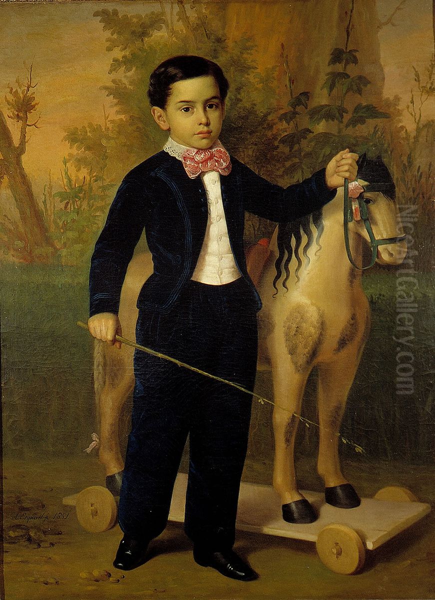 Retrato de Carlos Pomar Margrand Oil Painting by Antonio Maria Esquivel