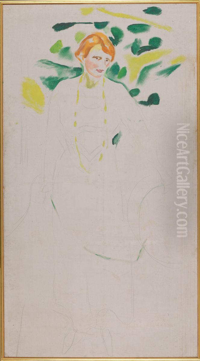 Else Mustad Oil Painting by Edvard Munch