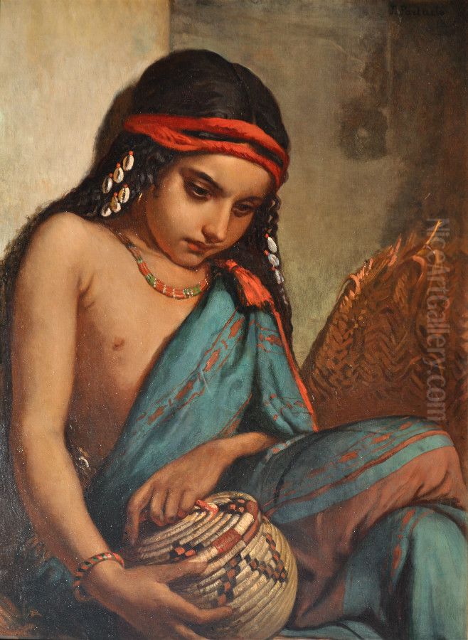 Portrait of a young Arabic girl Oil Painting by Jean-Francois Portaels