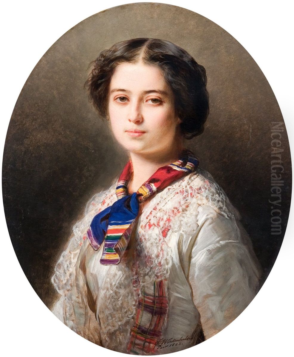 Portrait of Princess Cecylia Lubomirska nee Zamoyska. Oil Painting by Franz Xavier Winterhalter