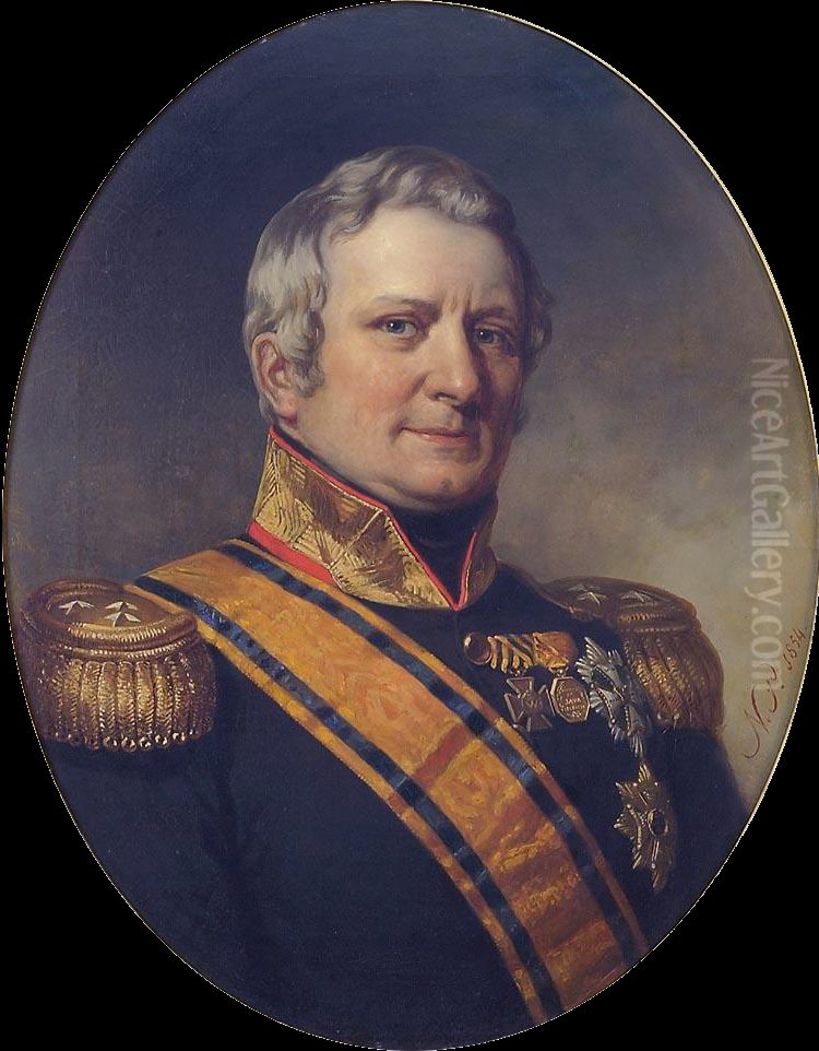 Portrait of Hendrik Merkus Baron de Kock (1779-1845) Oil Painting by Jan Willem Pieneman