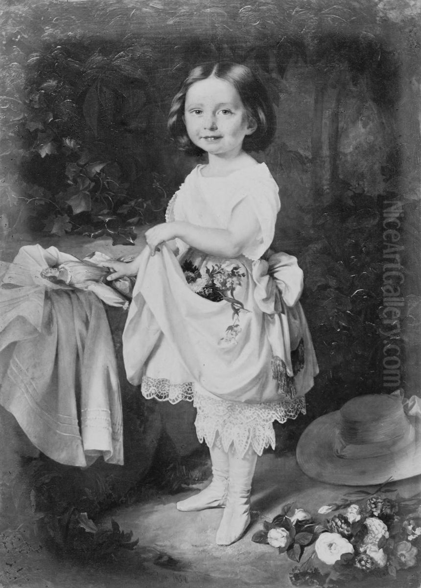 Portrait of Jadwiga Simmler, the Artist's Daughter Oil Painting by Jozef Simmler