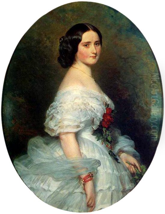 Portrait of Anna Dollfus, Baronness de Bourgoing Oil Painting by Franz Xavier Winterhalter