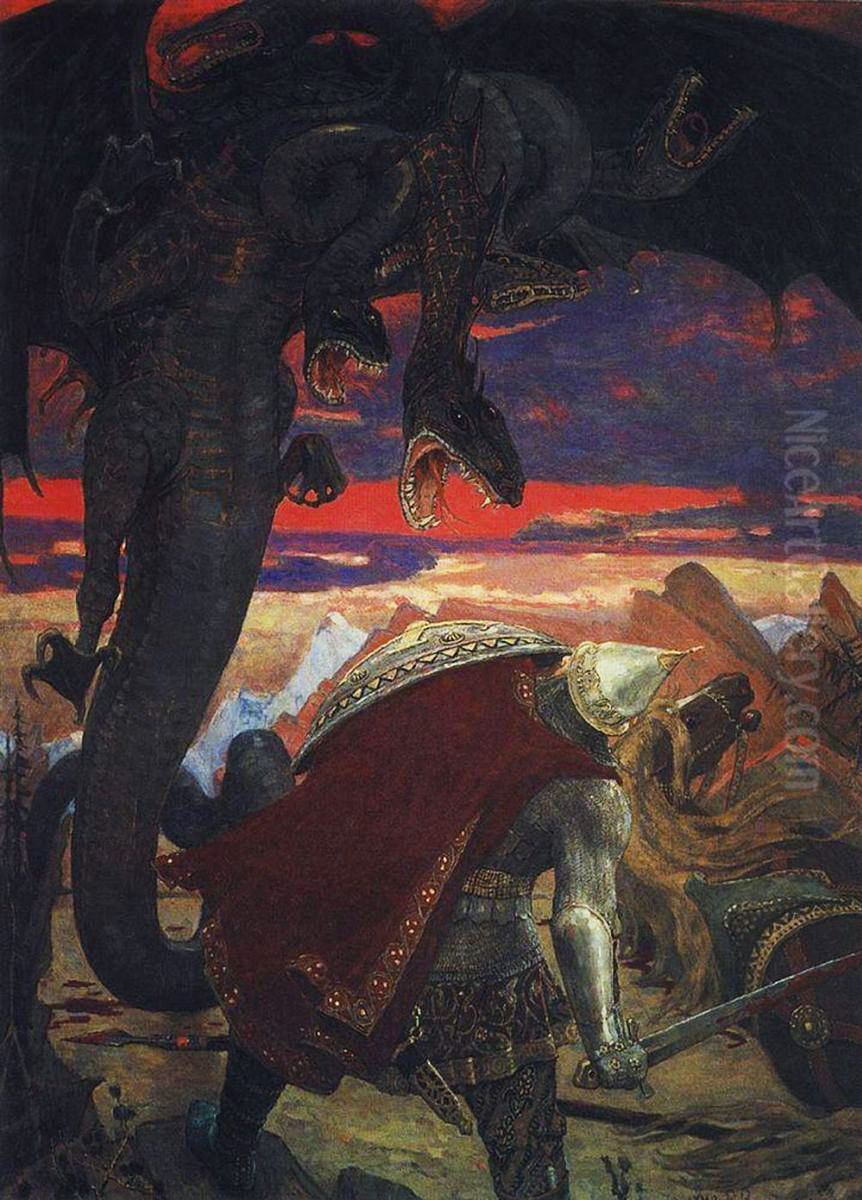Zmey Gorynych Oil Painting by Viktor Vasnetsov