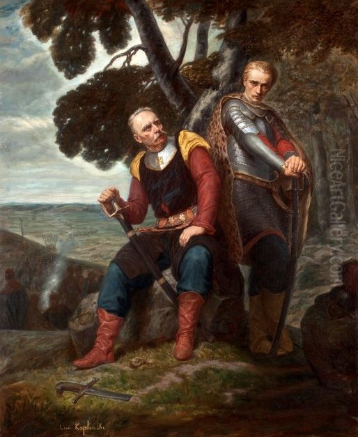 Miecznik i Waclaw Oil Painting by Leon Kaplinski