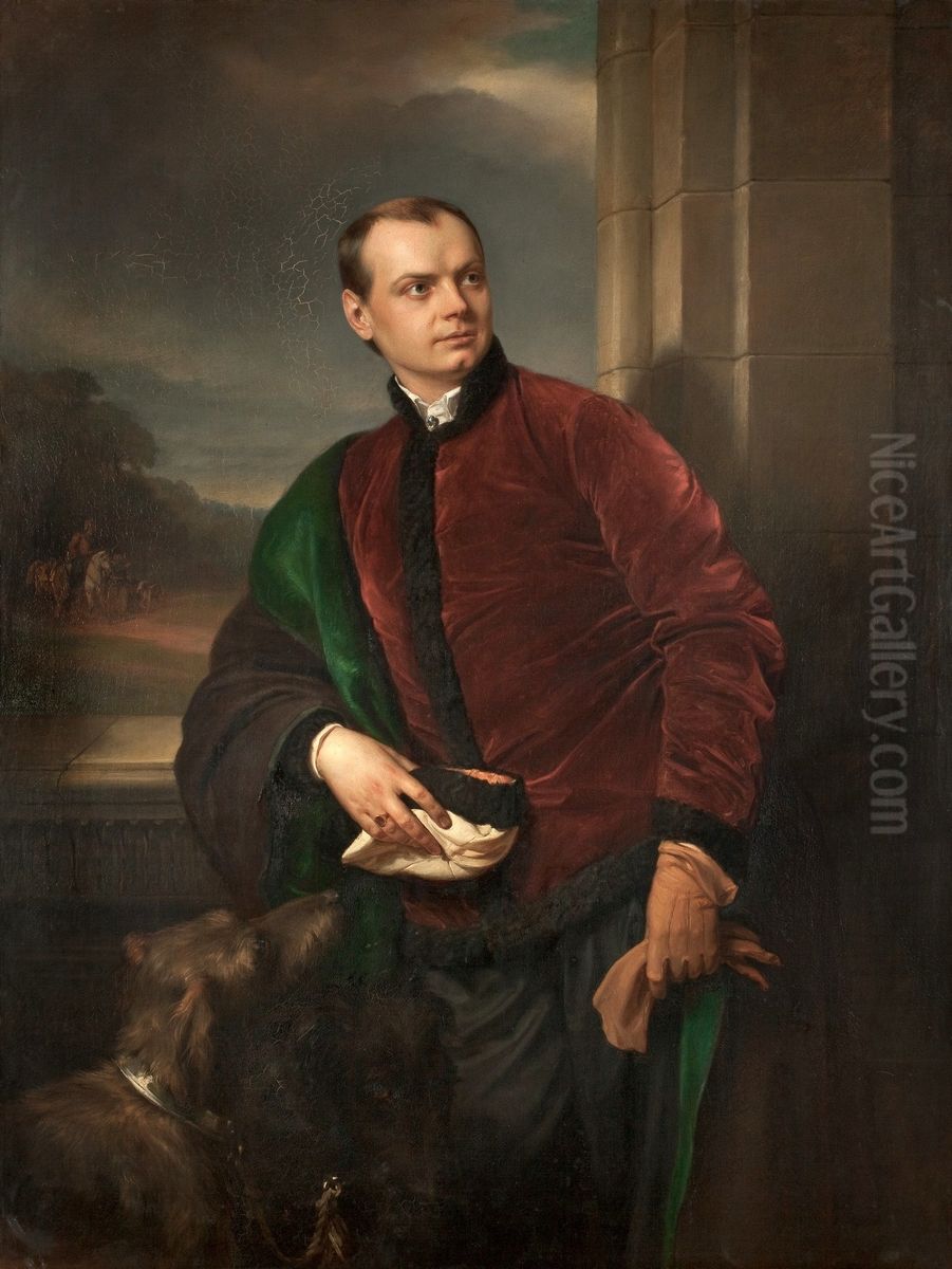 Portret Kazimierza Podhorskiego Oil Painting by Jozef Simmler