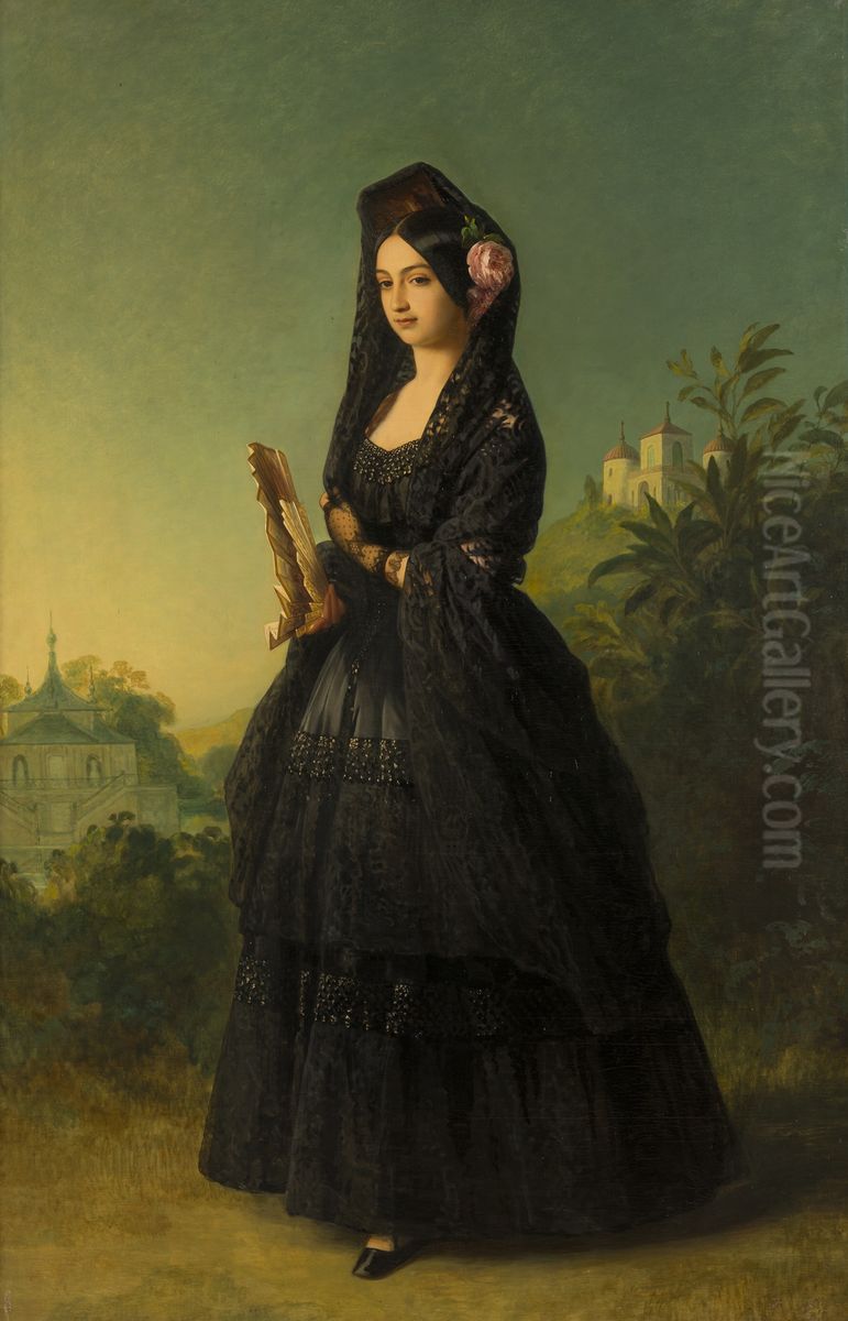 Marie-Louise-Ferdinande de Bourbon, duchesse de Montpensier (1846-1897) Oil Painting by Franz Xavier Winterhalter