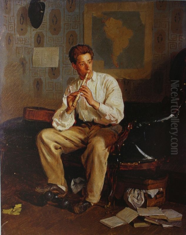 <<Portret V.E. Repina, muzykanta, brata hudoznika>> Oil Painting by Repin Iliya