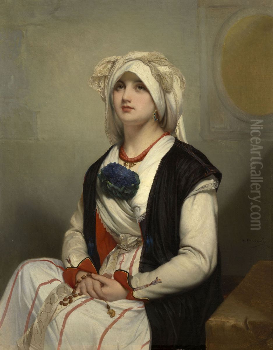A Sicilian woman Oil Painting by Jean-Francois Portaels