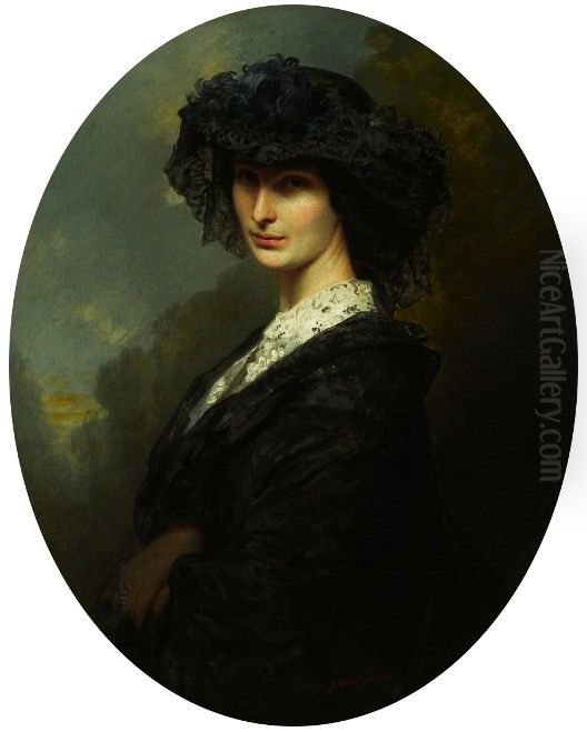 Portrait of Jadwiga Branicka nee Potocka. Oil Painting by Franz Xavier Winterhalter