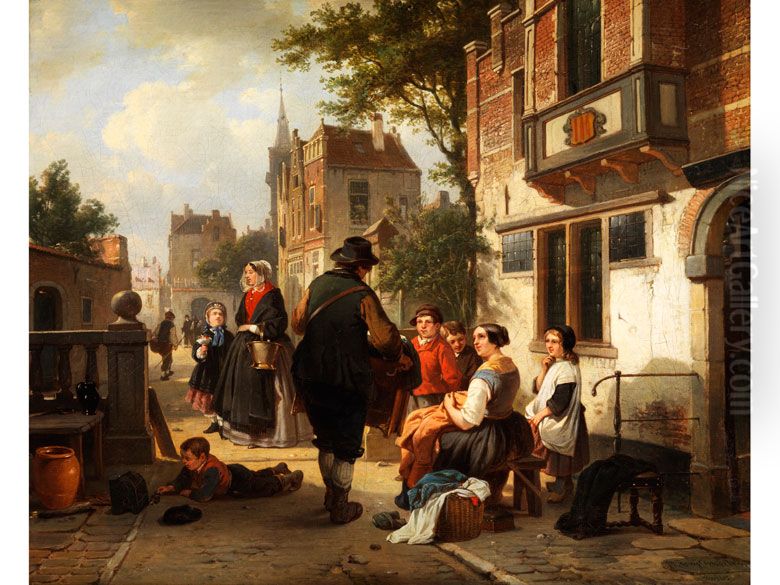 The hurdy-gurdy player Oil Painting by Jan Michiel Ruyten