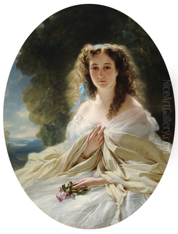 Princess Olympiada Vladimirovna Bariatinskaia (1822-1904, nee Sablukova) Oil Painting by Franz Xavier Winterhalter