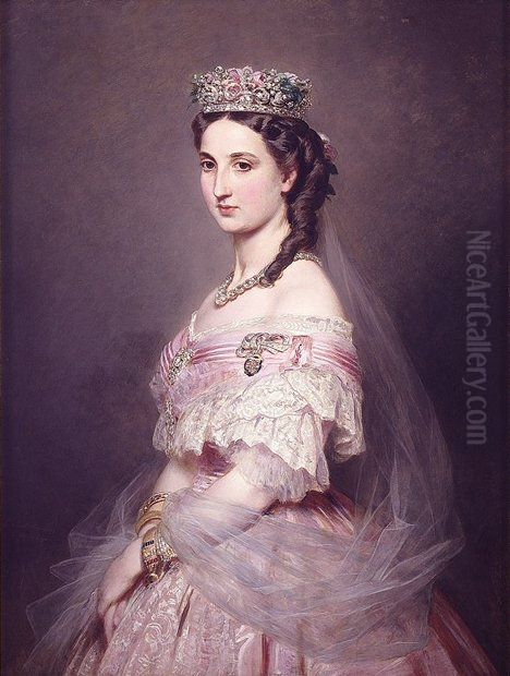 Portrait ofCharlotte of Belgium(1840-1927) Oil Painting by Franz Xavier Winterhalter