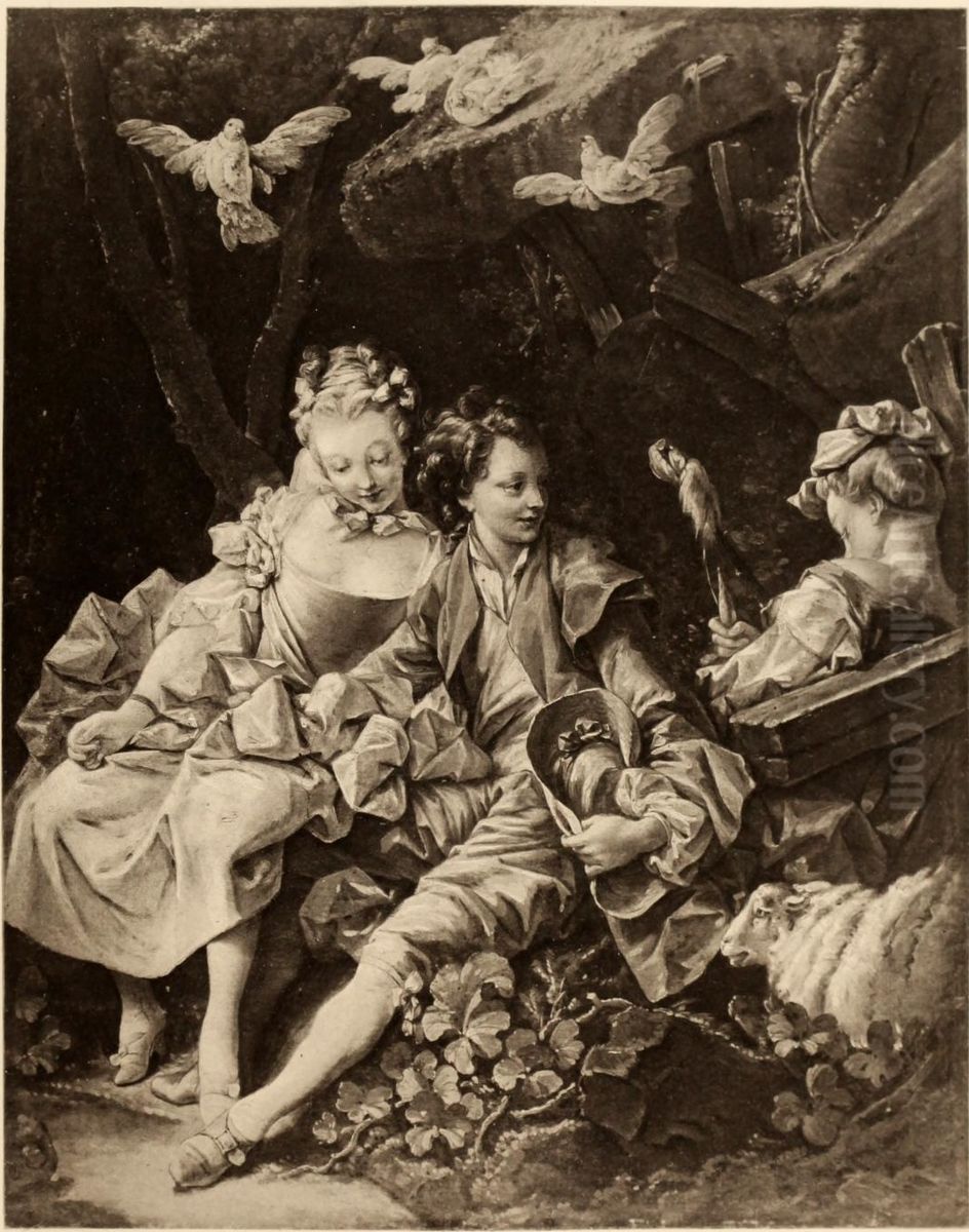 A rustic scene Oil Painting by Francois Boucher