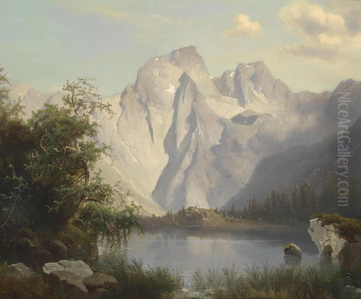 Mountain lake Oil Painting by Leopold Munsch