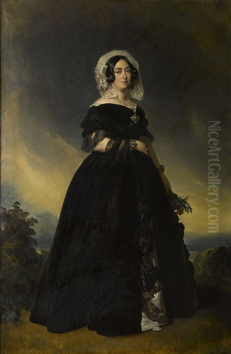 Marie Louise Victoria of Saxe-Coburg-Saafeld, Duchess of Kent (1786-1861) Oil Painting by Franz Xaver Winterhalterand workshop