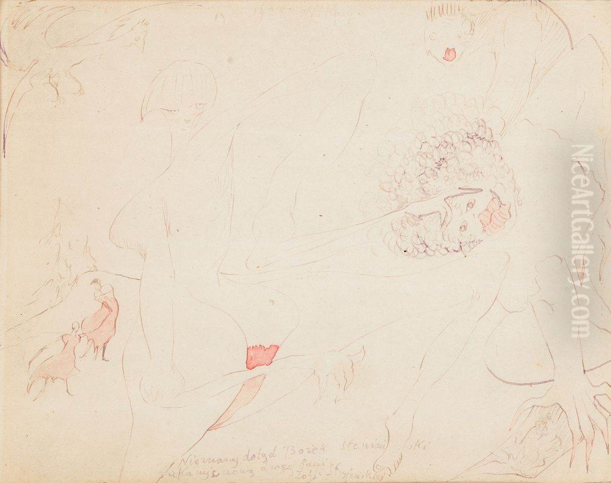 Previously unknown Slavic God Oil Painting by Stanislaw Ignacy Witkiewicz (Witkacy)