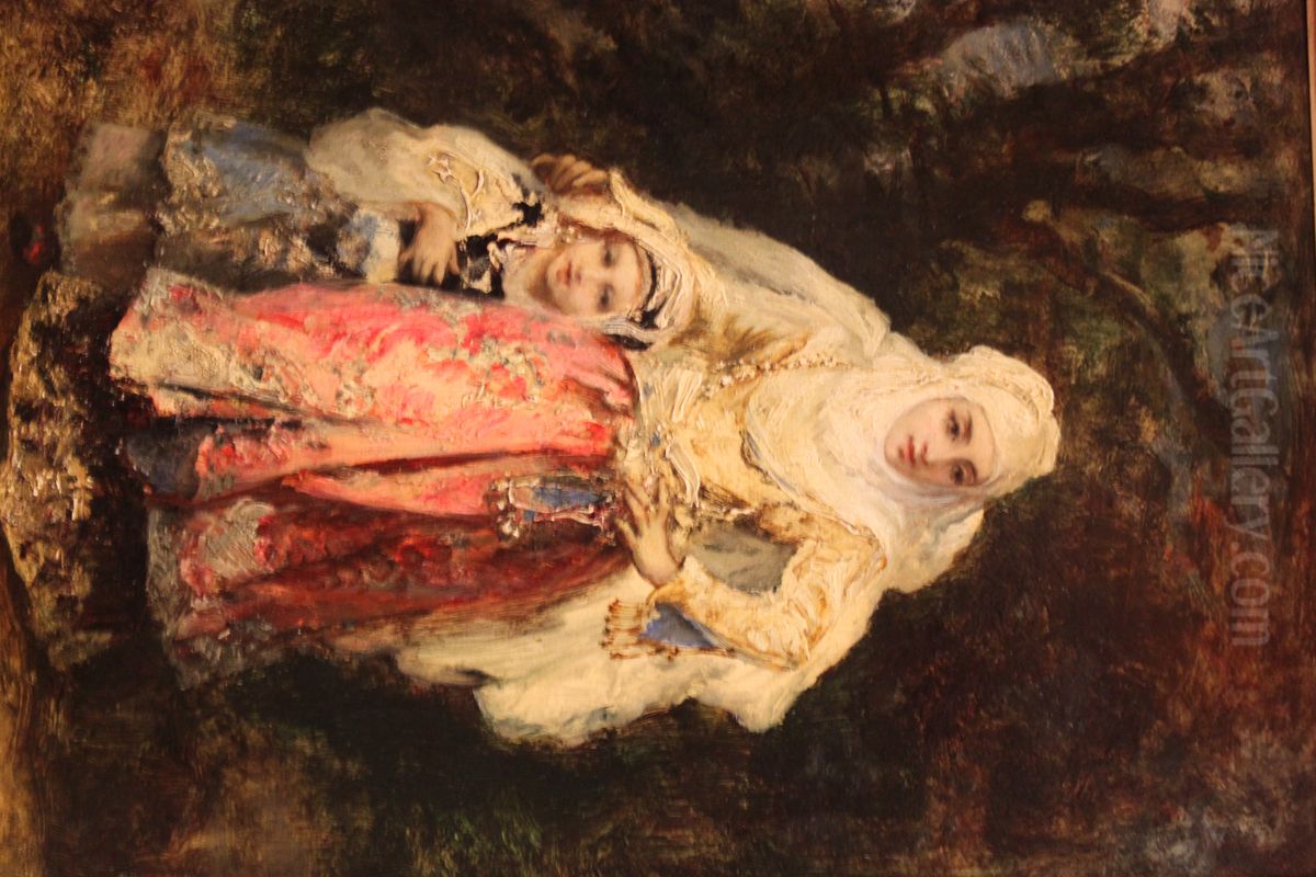 Oriental Mother and Daughter Oil Painting by Narcisse Virgilio Diaz