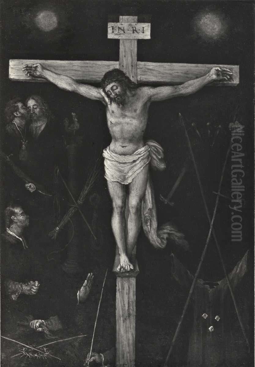 Cristo crocifisso con i simboli della passione Oil Painting by Lorenzo Lotto