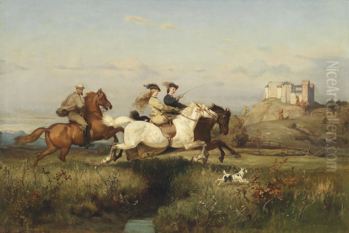 Der Reitausflug Oil Painting by Rudolf Friedrich Henneberg