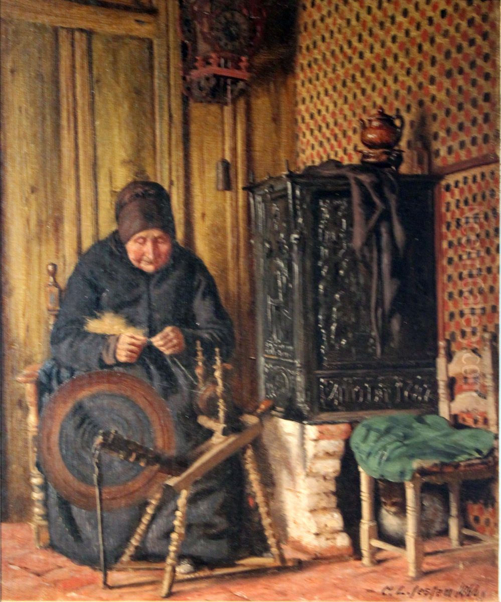 Old Woman at a Spinning Wheel (