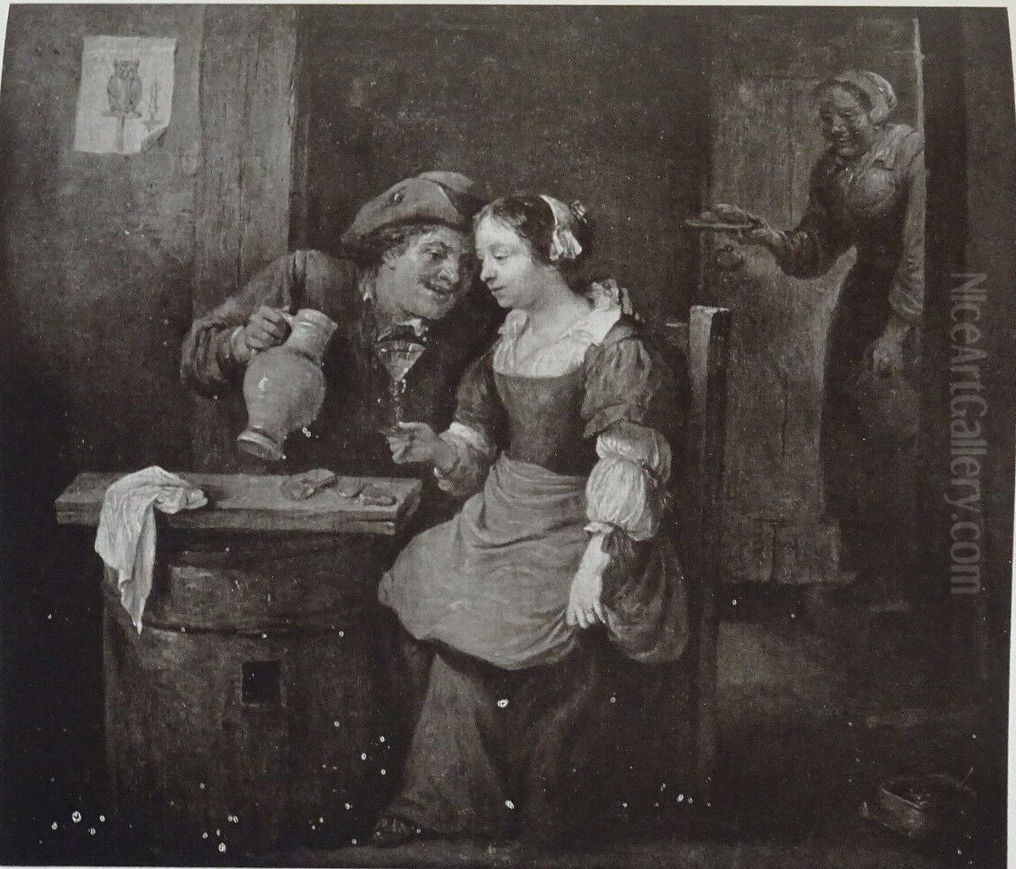 A Young Couple, drinking Oil Painting by David Teniers the Younger