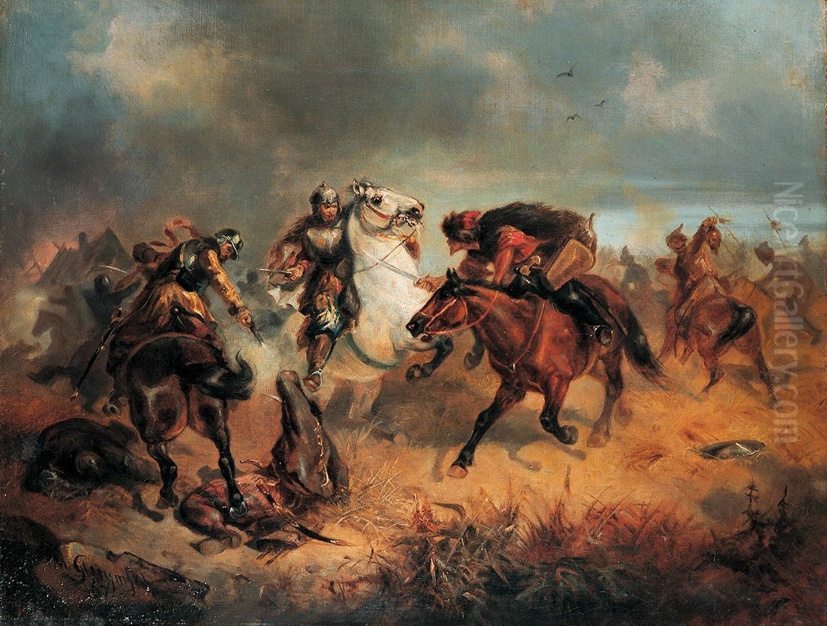 Skirmish with Tatars. Oil Painting by Maksymilian Gierymski