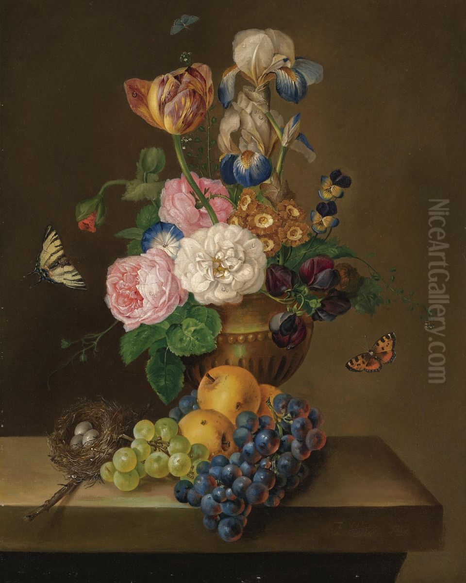 Still-life with fruit and flowers Oil Painting by Franz Xaver Petter