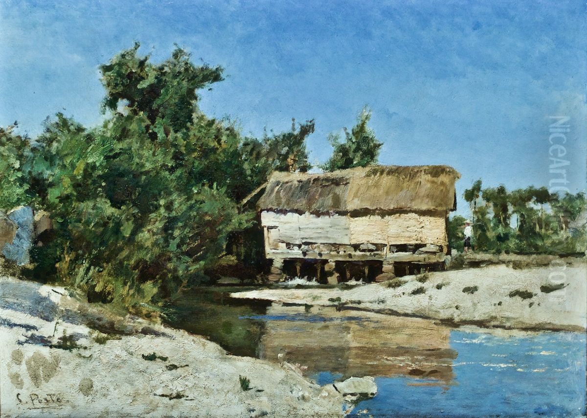 Azenha Oil Painting by Antonio Carvalho de Silva Porto