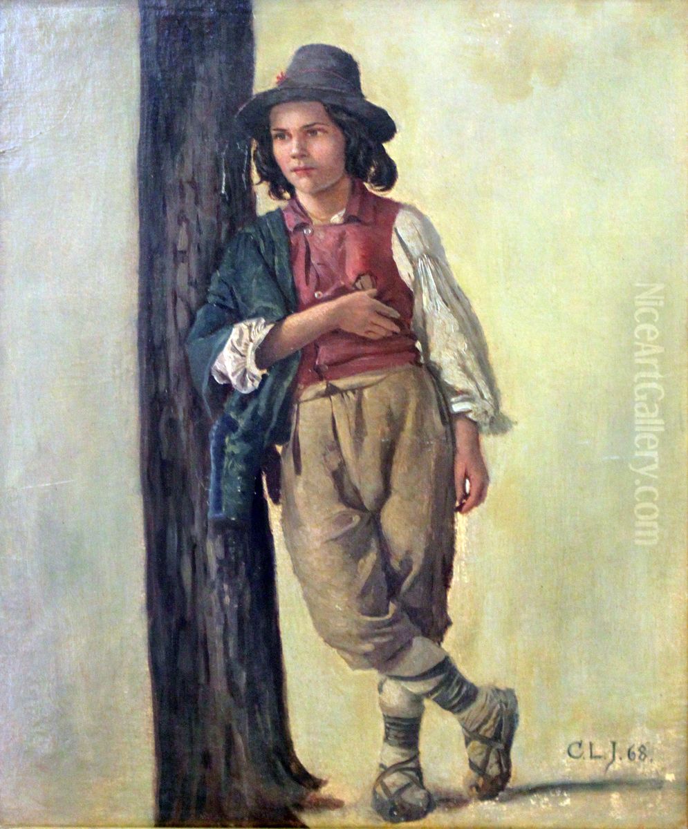 Italian shepherd boy Oil Painting by Carl Ludwig Jessen