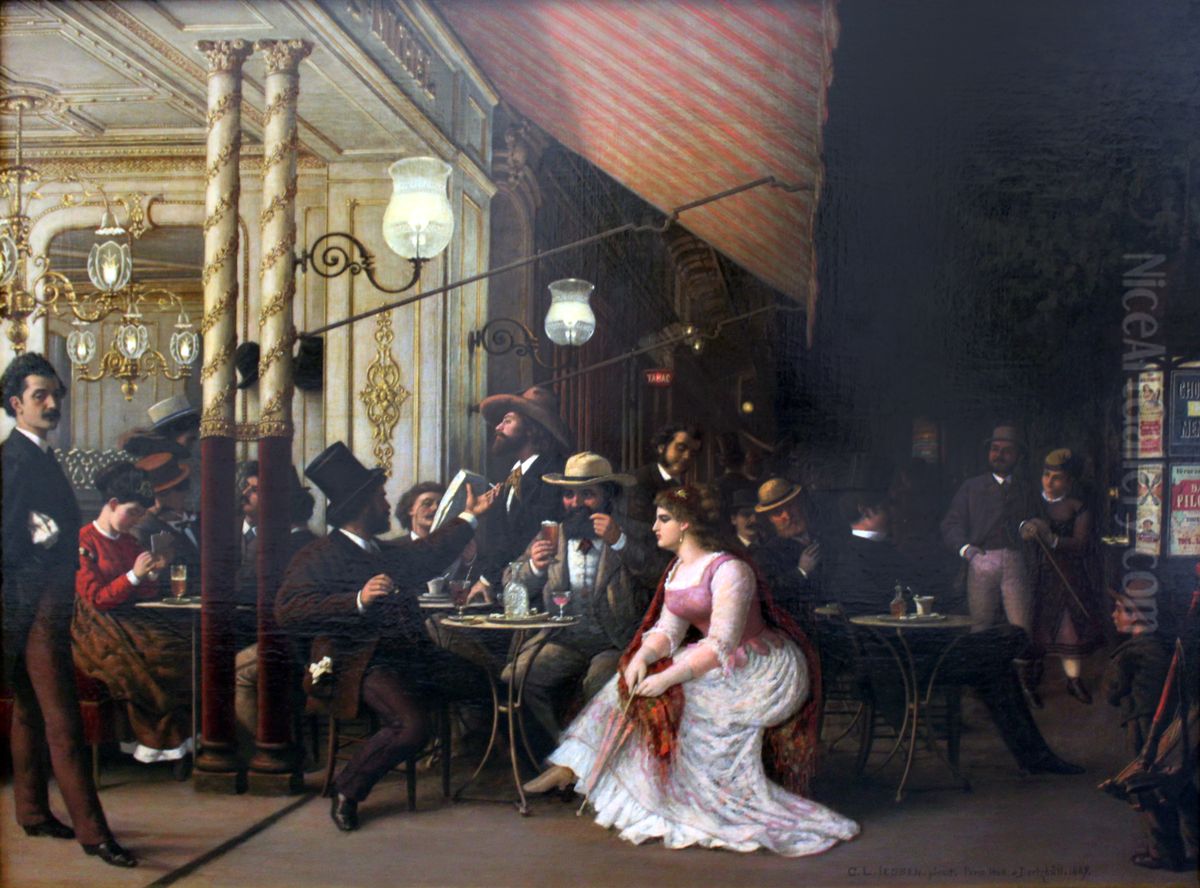 Parisian cafe Oil Painting by Carl Ludwig Jessen