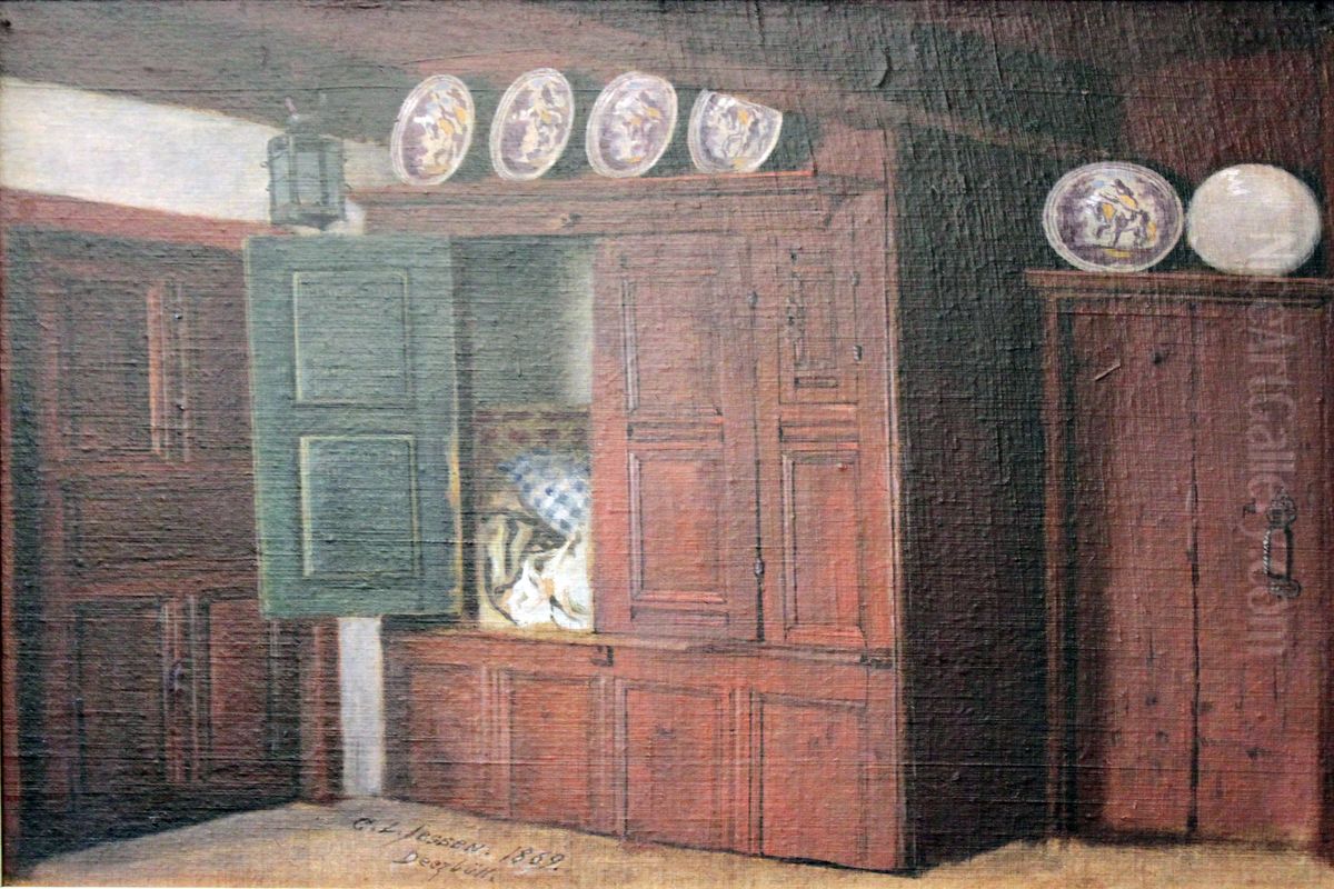 Bed Oil Painting by Carl Ludwig Jessen