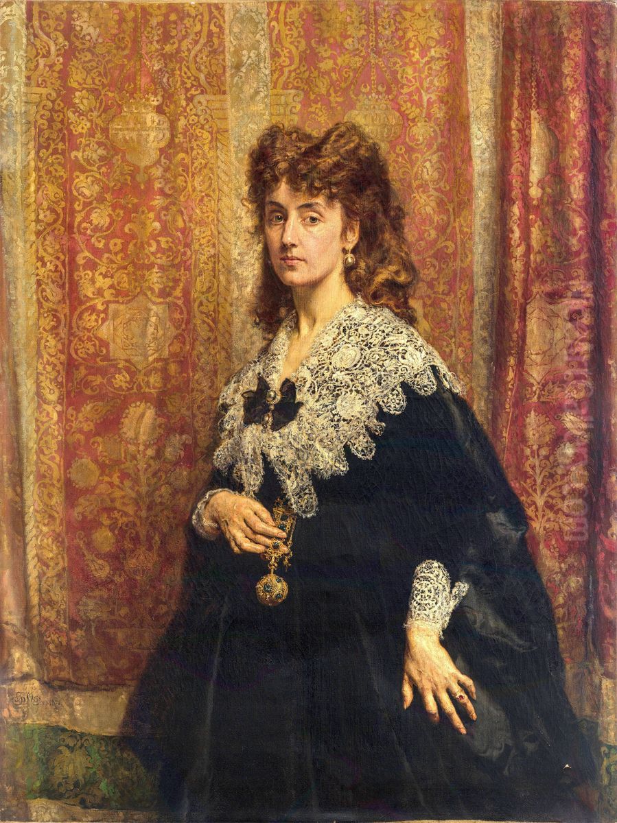 Portrait of Maria Puslowska (1845-1926) Oil Painting by Jan Matejko