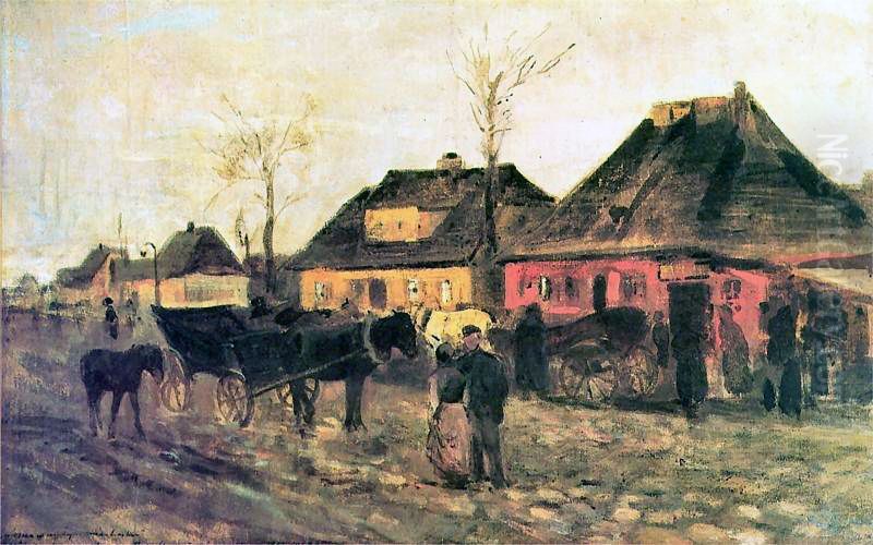 Winter in a small town II. Oil Painting by Maksymilian Gierymski