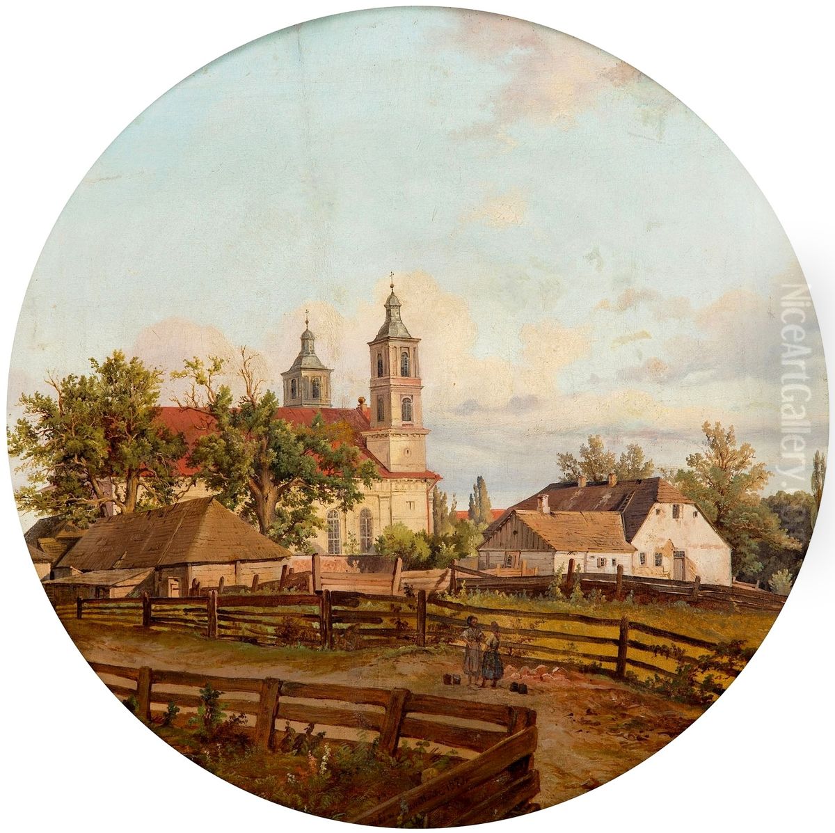 Widok na kosciol w Suwalkach Oil Painting by Kazimierz Gornicki