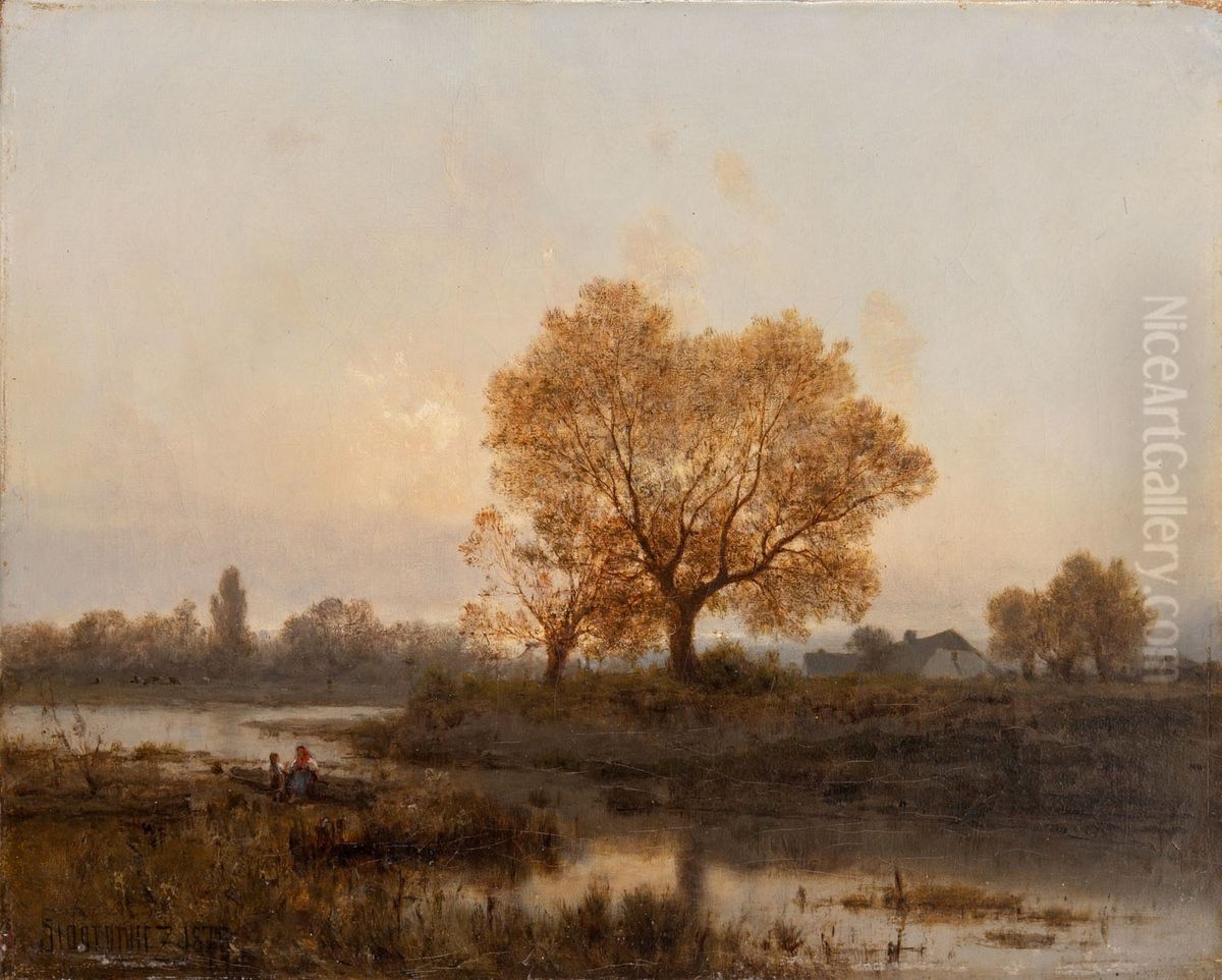 Evening landscape Oil Painting by Zygmunt Sidorowicz