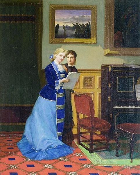 New music. Designed and painted by Thomas Spear. Boston, Mass. 1875. Oil Painting by Thomas Truman Spear