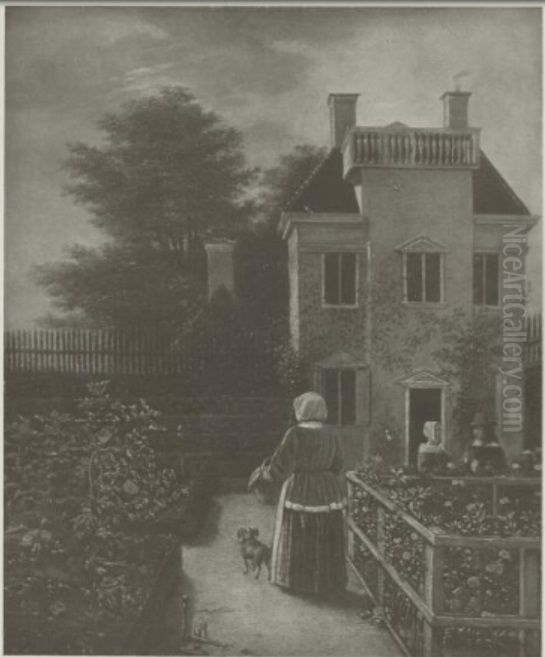 The Flower Garden Oil Painting by Pieter De Hooch