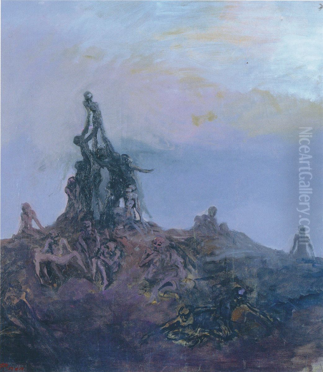 Viimeisten ihmisten kamppailu Oil Painting by Oscar Parviainen