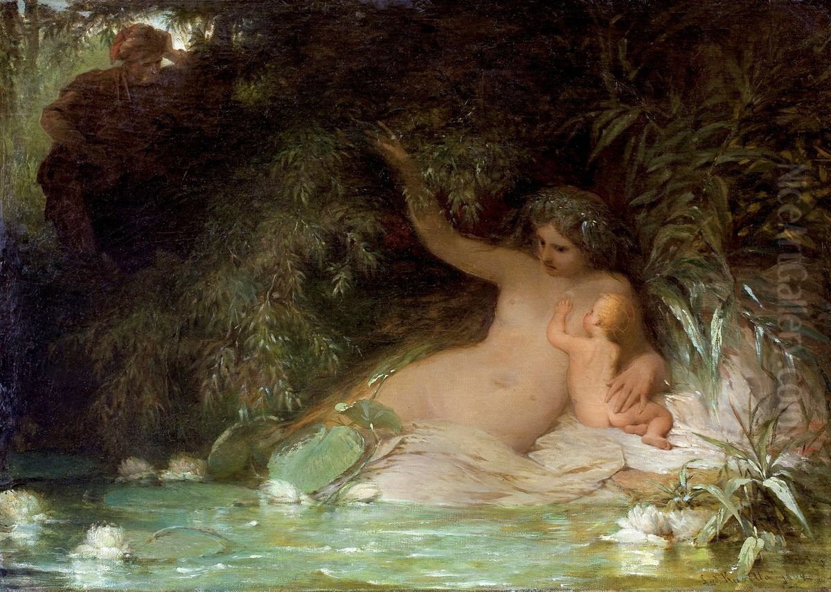 Rybka (Wedlug ballady Adama Mickiewicza) Oil Painting by Ludwik Kurella