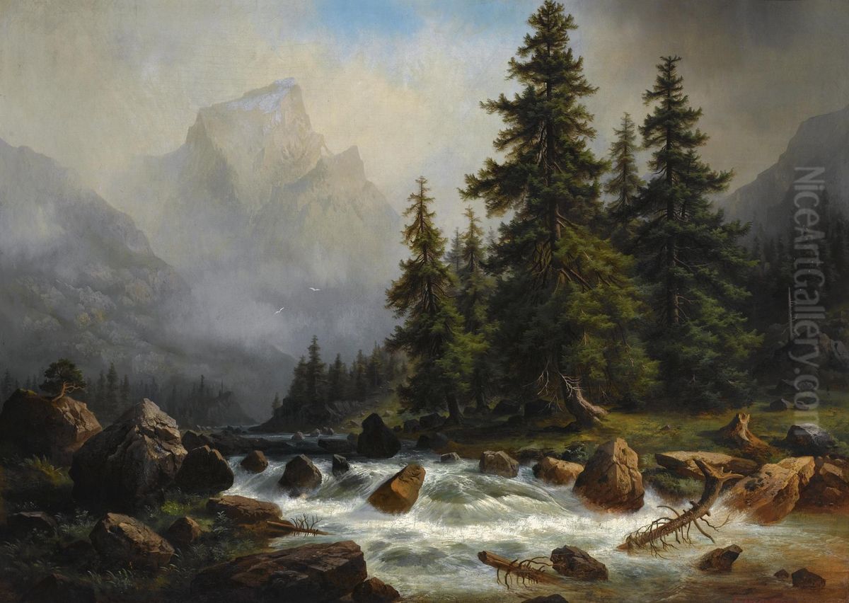 Ein Blick auf das Wetterhorn Oil Painting by Gustav Hausmann