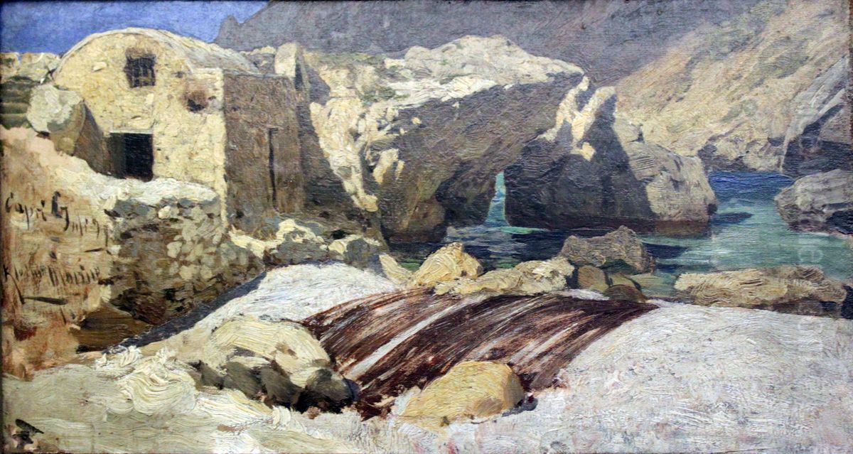 Little navy Capri Oil Painting by Hans Peter Feddersen