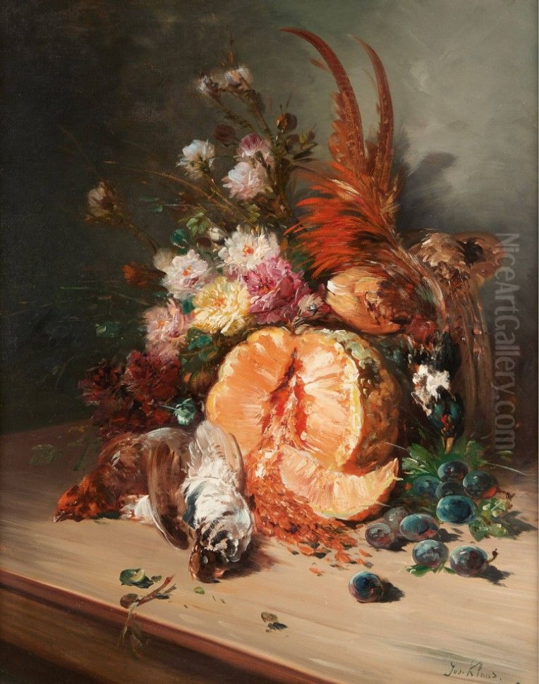 Composition with fruit, flowers and dead birds Oil Painting by Henry Schouten